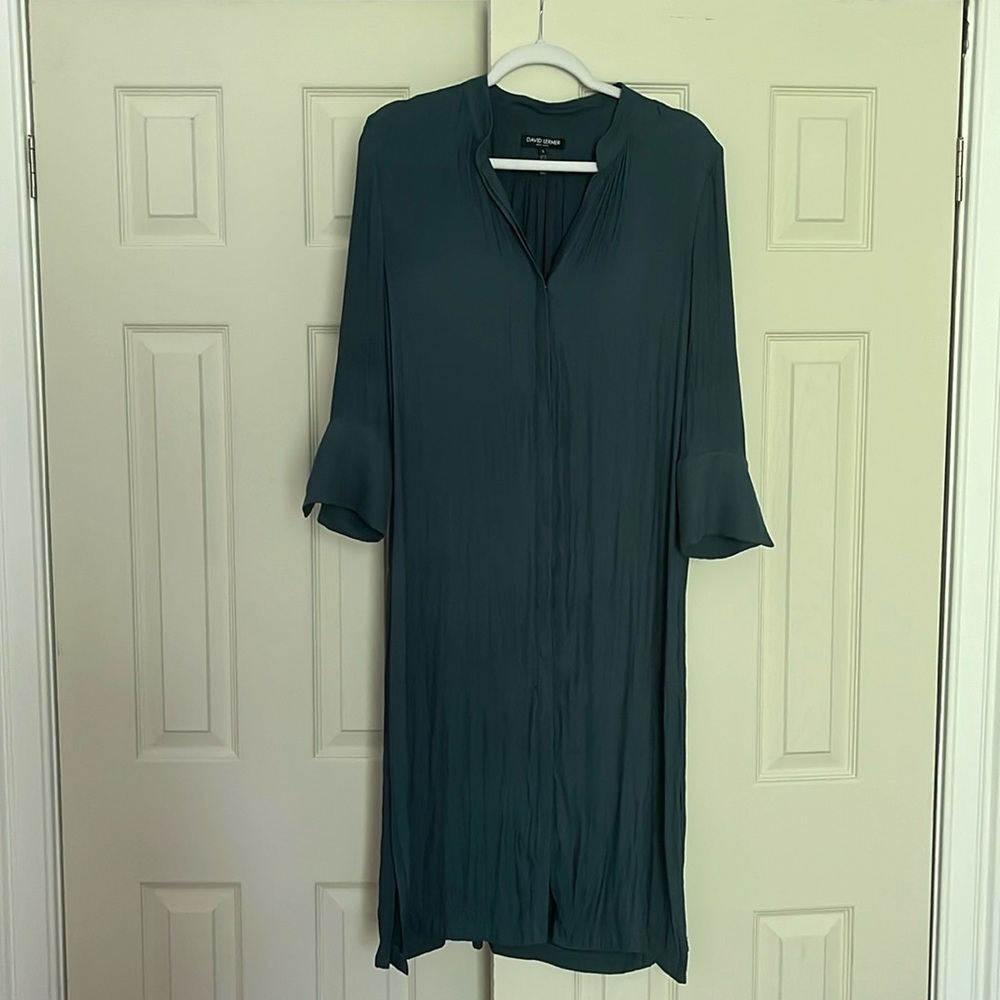 Teal mid length lightweight silky dress